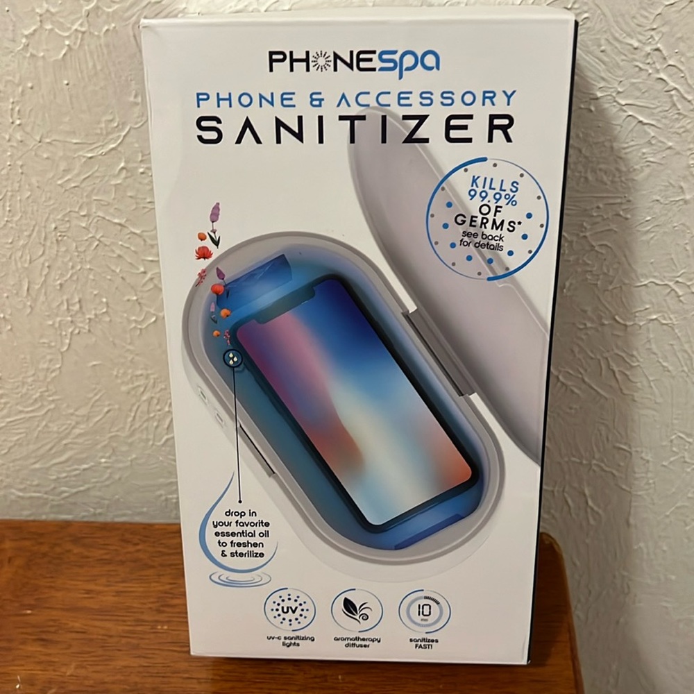 Phonespa phone & accessories sanitizer. New never opened. Kills 99.9% germs.